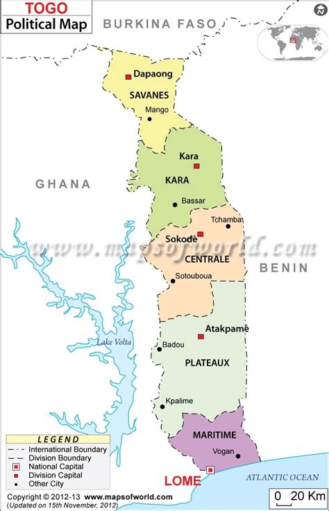 Political Map Of Togo Togo Regions Map