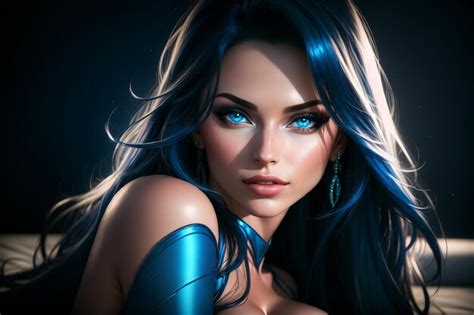 Сексуальная женщина в синем нижнем белье в спальне | Премиум Фото