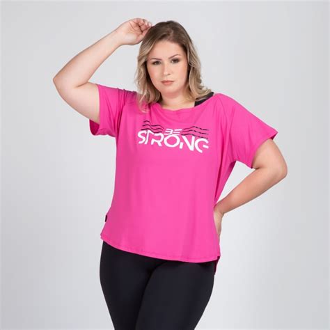 Blusa Plus Size Fitness Long Line Silk Afrodite Be Strong F Sico