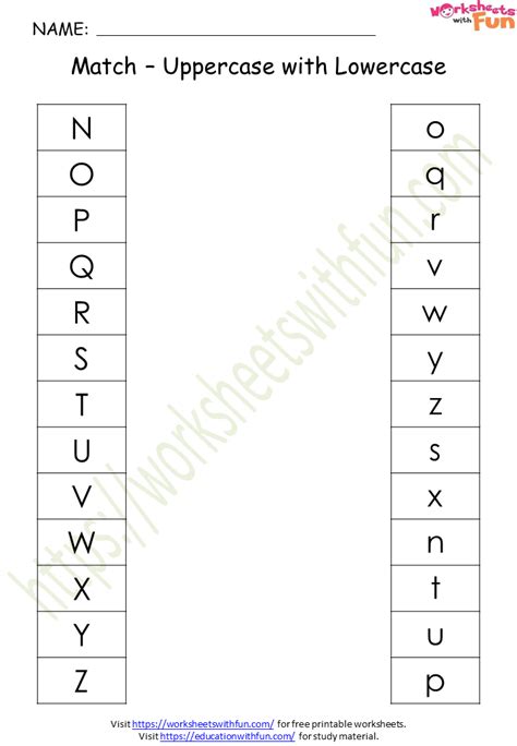 Match Uppercase And Lowercase Letters Worksheets