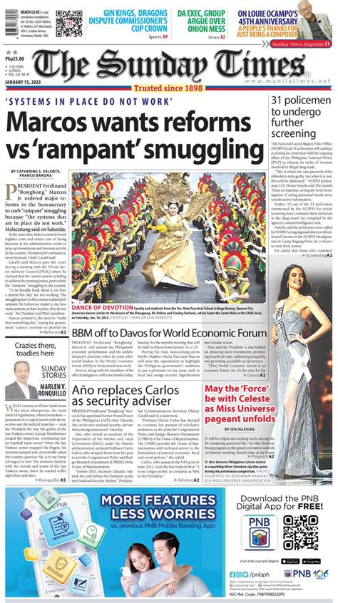 The Manila Times Front Page January 15 2023 The Manila Times