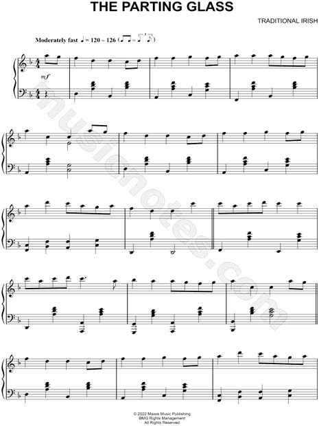 The Parting Glass From Slumberland Sheet Music Piano Solo In F Major Download And Print