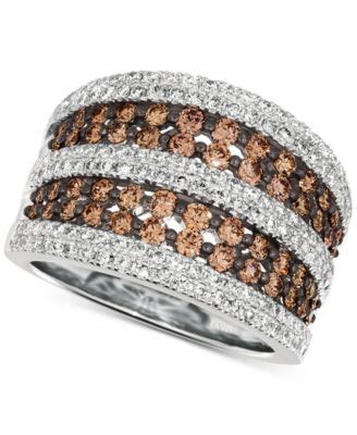 Le Vian Chocolate Diamond 1 Ct T W Nude Diamond 3 4 Ct T W Multirow Statement Ring In