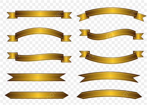 Gold Ribbon Banner Vector Design Images Gold Ribbon Banner Set For