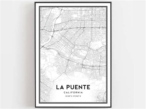 La Puente Map Print, La Puente Map Poster Wall Art, Ca City Map ...