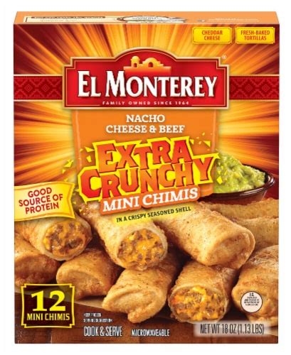 El Monterey Extra Crunchy Nacho Cheese Beef Mini Chimis Ct