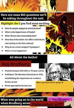 The Ultimate Unit Plan For Ray Bradbury S Fahrenheit Tpt