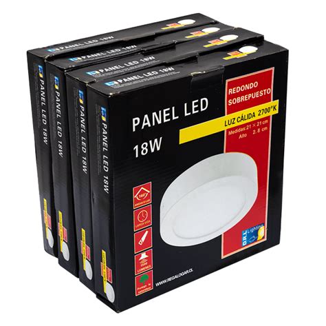 D R L Lighting Panel Led Sobrepuesto Pack 4 Unidades Redondo 18W 2700K