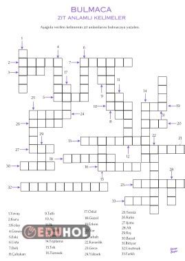 Bulmaca Zıt Anlamlı Kelimeler Eduhol Etkinlik İndir Oyun Oyna