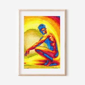 Full Nude Watercolor Art Print Gay Art Print Homoerotic Etsy