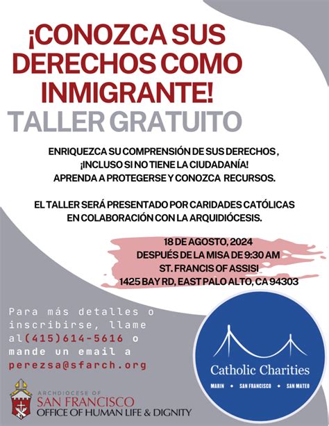 Taller Conozca Sus Derechos Como Inmigrante Archdiocese Of San