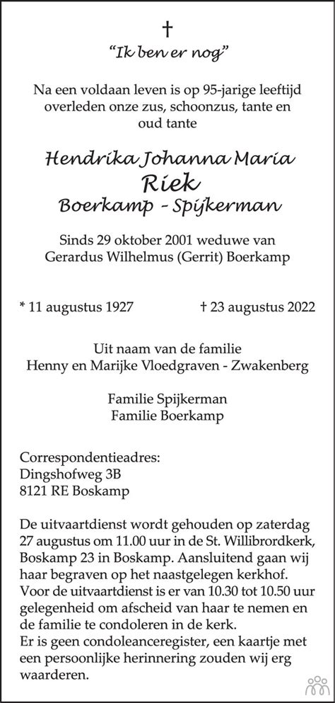 Hendrika Johanna Maria Riek Boerkamp Spijkerman