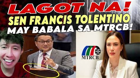 LAGOT NA SEN TOLENTINO MAY BABALA SA MTRCB SUSURIIN ANG SUSPENSION SA