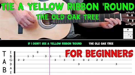 TIE A YELLOW RIBBON | Easy guitar melody lesson for BEGINNERS (with ...