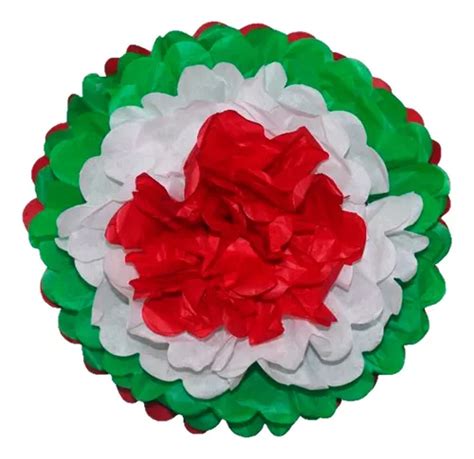 Decoración Pompones Dalias Papel China Tricolor 10pz MercadoLibre