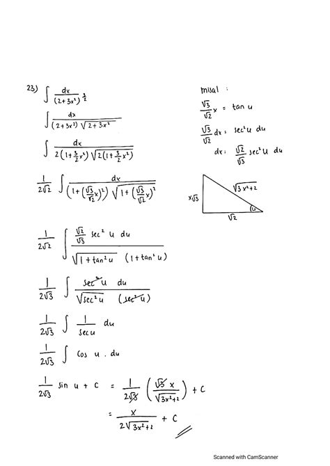 Solution Latihan Soal Matematika Integral Substitusi Trigonometri