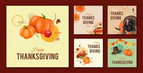 Free Vector | Instagram posts collection for thanksgiving celebration