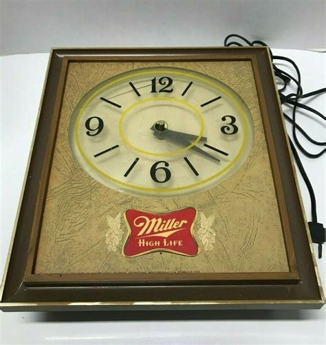 Miller High Life Beer Sign Vintage Electric Lighted Hanging Wall Clock Millerhighlife Beer