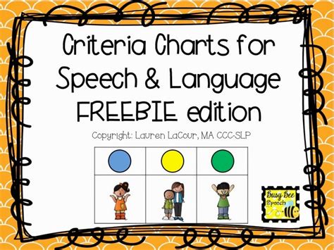 Criteria Charts For Speech Language FREEBIE Edition Busy Bee Speech