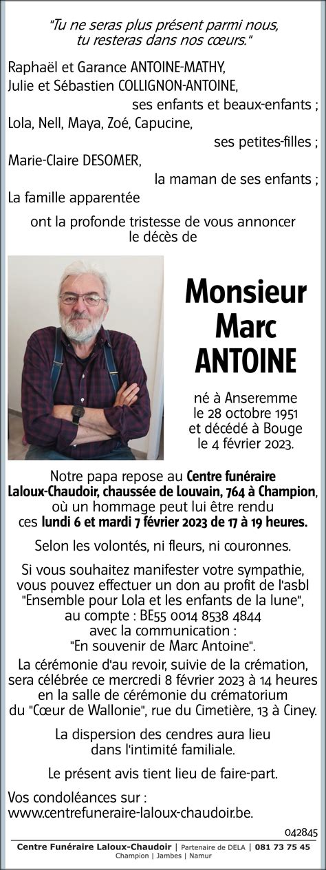 Marc ANTOINE 04 02 2023 Avis nécrologique lavenir net