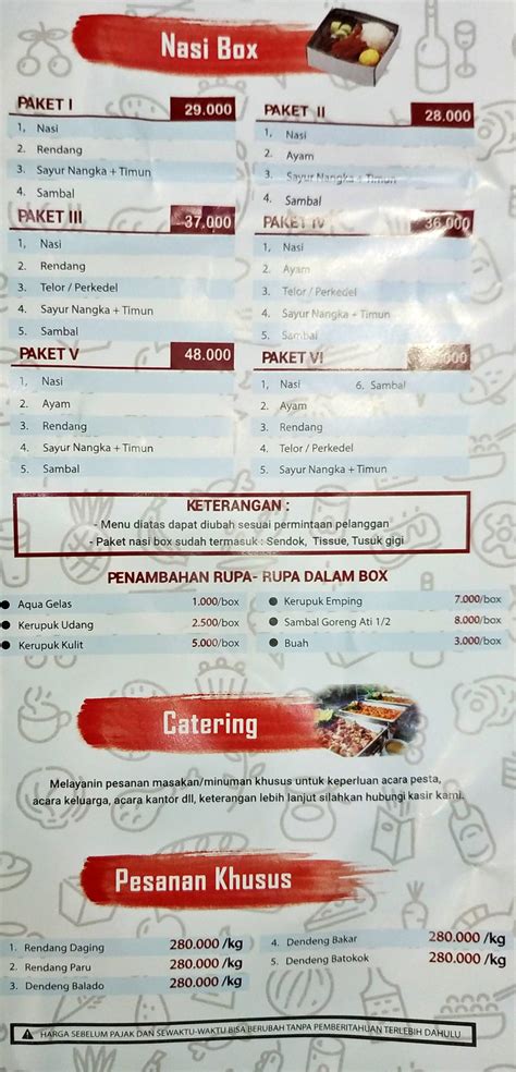 Menu At Rumah Makan Sederhana Restaurant Jakarta Jl Melawai No B