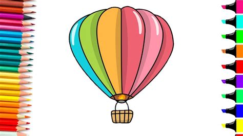 How To Draw Hot Air Balloon Drawing Air Balloon With Easy Steps Youtube