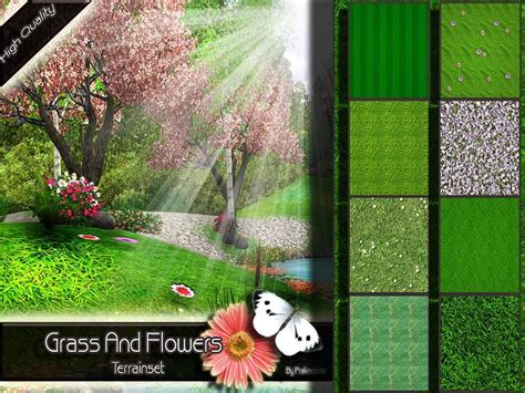 Pralinesims Grass And Flowers Terrainset Flowers Grass Garden Set