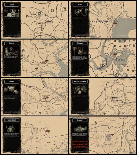 ALL HONORABLE STRANGER MISSIONS ON MAP. Also, Hector, Angus and Alden