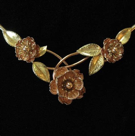 Krementz Rose Necklace Rose And Yellow Gold Overlay Etsy Rose