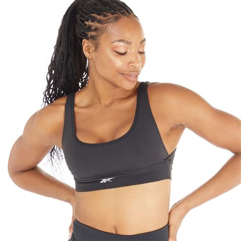 Buy Reebok Womens Stripped Minimalist Sports Bra Black