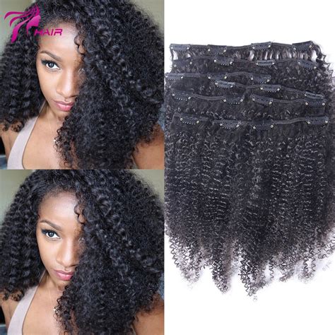 Virgin Brazilian Clip In Extension Afro Kinky Curly Clip In Brazilian