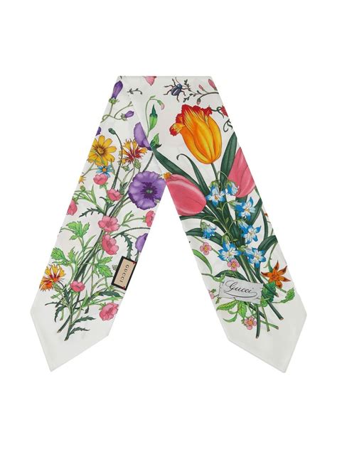 Gucci Floral Print Silk Scarf Farfetch