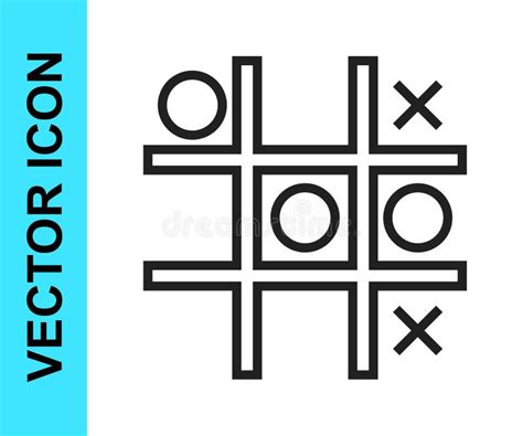 Black Line Tic Tac Toe Game Icon Isolated On White Background Vector