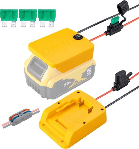 Power Wheel Adapter For Dewalt 20V Battery With Fuse Switch Wire