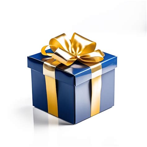 Premium AI Image Blue Gift Box With Gold Ribbon Bow