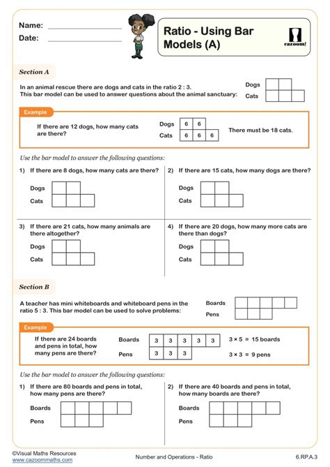 Ratio Using Bar Models A Worksheet Fun And Engaging 6th Grade Number And Operations Worksheet