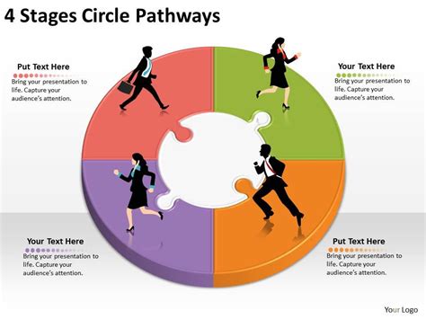 1013 Business Ppt Diagram 4 Stages Circle Pathways Powerpoint Template