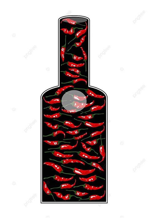 Handdrawn Pepper And Hot Sauce Chili In A Bottle Vector Tasty Chilli Vector PNG And Vector