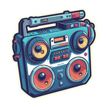 Boombox Retro Style Pop Culture Design Vector Stereo Sticker Cartoon