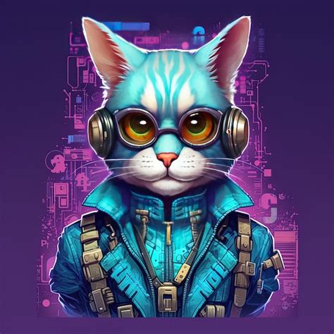 Premium AI Image A Cat With Headphones And A Pair Of Headphones