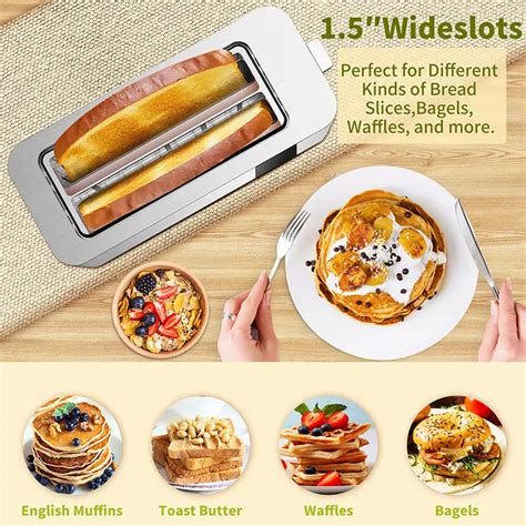 Stainless Steel Smart Toaster With Led Display Removable Crumb Tray 4 Slice Long Slot Digital ...