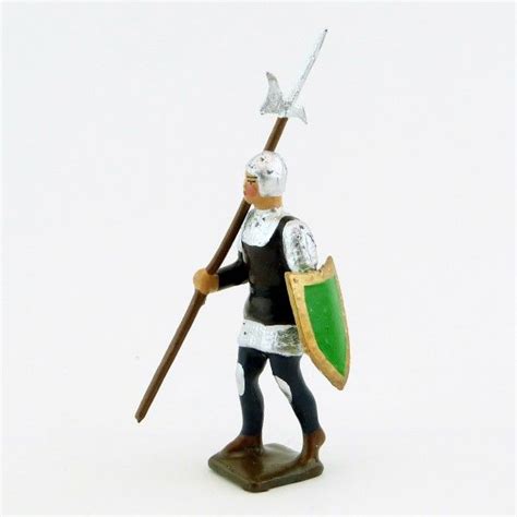 Archer Avec Hallebarde Tunique Marron Sur Cotte Argent Bouclier Ve