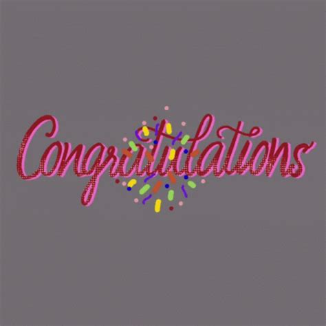 the word congratulations written in red and pink