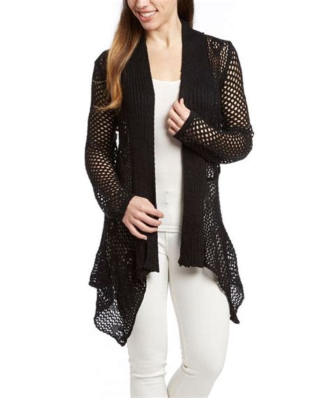 Banana U S A Black Crochet Open Cardigan For Women