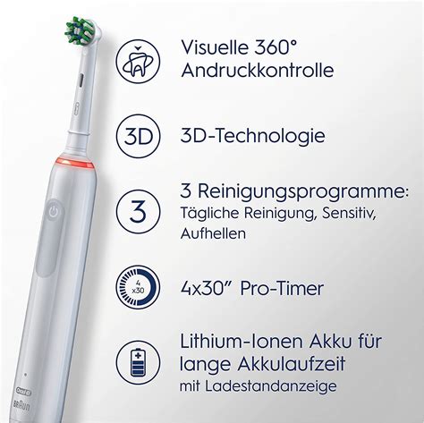 Oral B Pro 3 3900N Black White elektrische Zahnbürste mit 2 Handstück