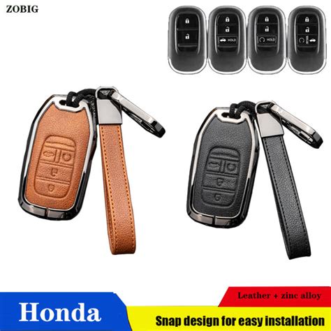 ZOBIG For 2022 Honda Civic Accord Key Fob Cover With Keychain Leather