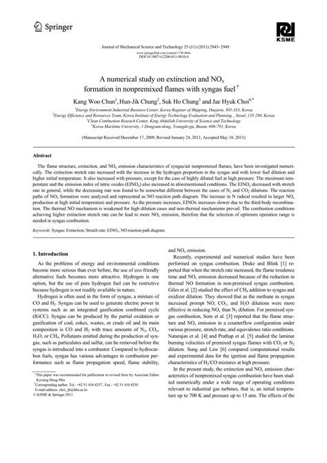 PDF A Numerical Study On Extinction And NOx Formation In Nonpremixed