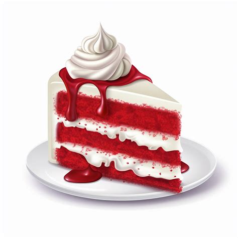 Design A Clipart Image Of A Red Velvet Cake White Background Depict A Moist And Velvety Red