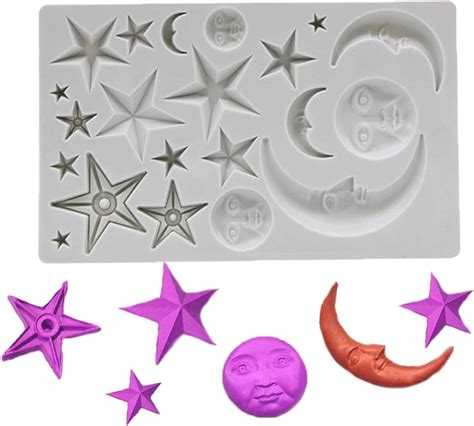 Buy Sun Moon Stars Cake Fondant Molds Sun Face Crescent Moon