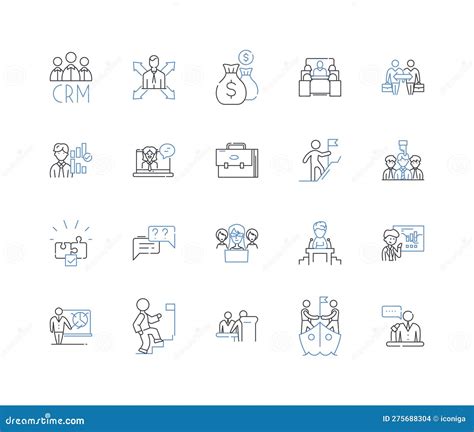 Managerial Direction Line Icons Collection Leadership Guidance